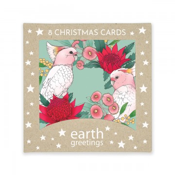 Boxed Christmas Cards | Pink Cockatoo Wreath